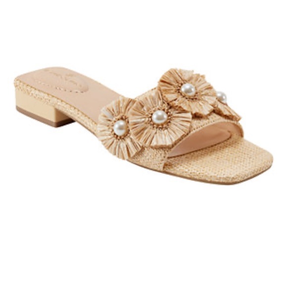 Bandolino Shoes - Bandolino Women's Marcell Flower Raffia Flat Slide Summer Sandals shoes 8.5‎
